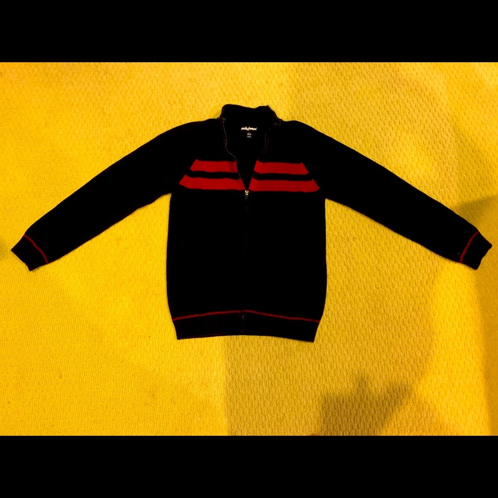 Skyhawk Navy/Red Full Zip Sweater Boys Large 14-16